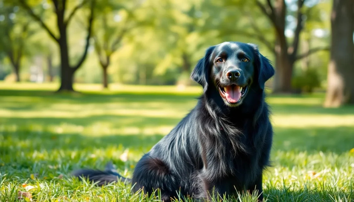 long haired black lab