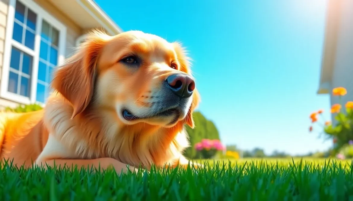 dog basking in the sun